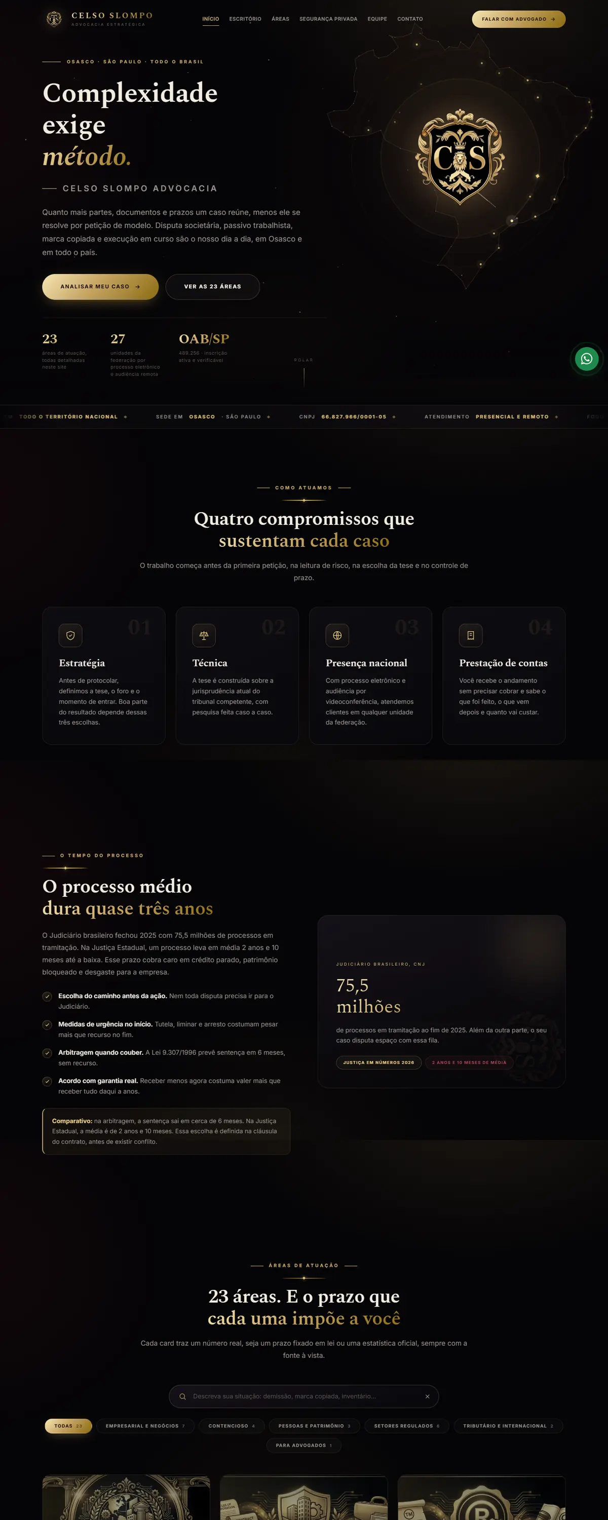 Sites da Celso Slompo Advocacia e da AIF Amorim